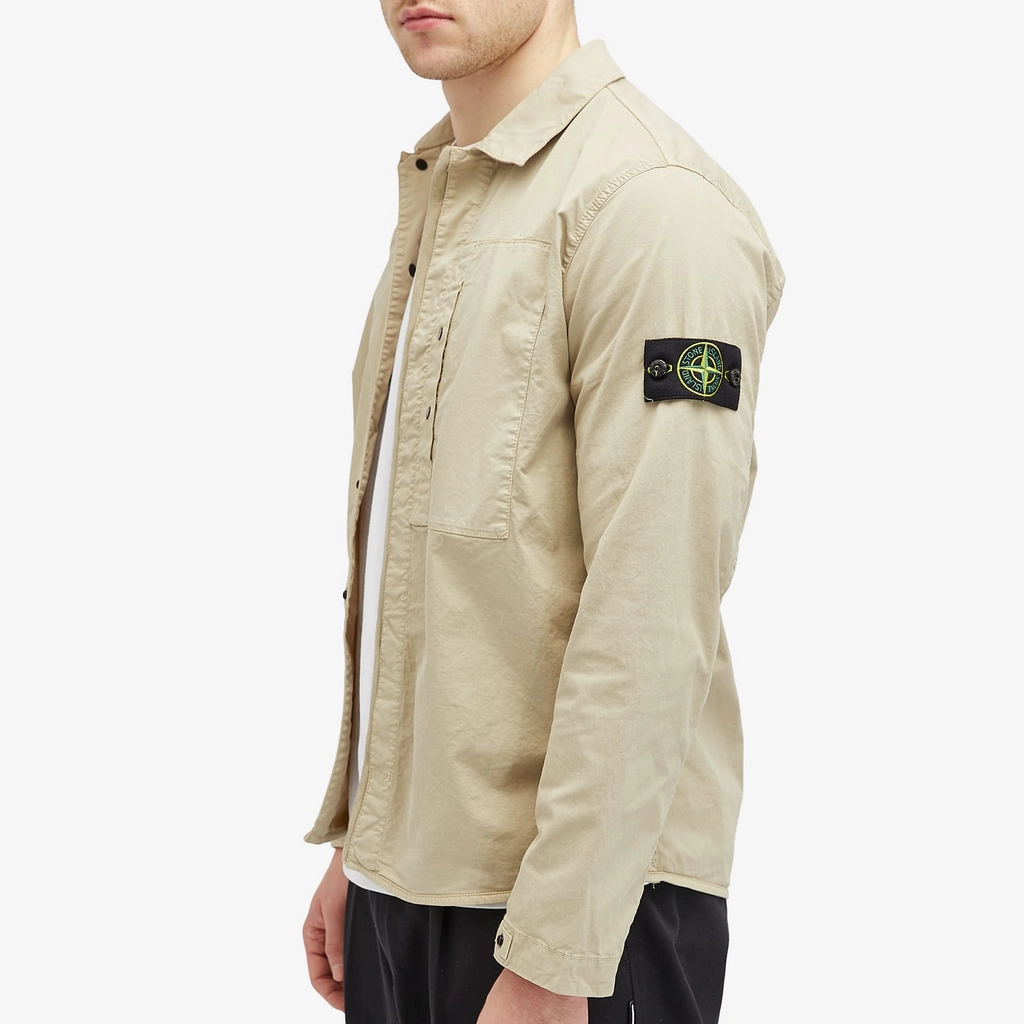 Stone Island Men's Supima Cotton Twill Stretch-TC Button Shirt Jacket Desert